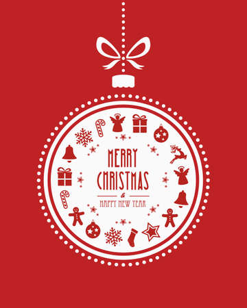 christmas ball ornaments red backgroundのイラスト素材
