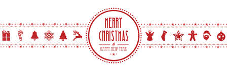 christmas ornament banner red isolated backgroundのイラスト素材