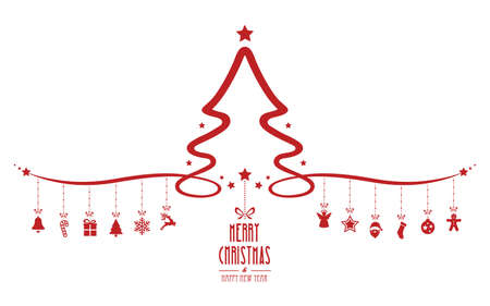 christmas tree hanging decoration elements isolated backgroundのイラスト素材