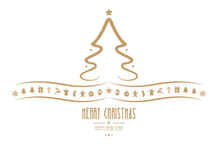 merry christmas tree decoration elements isolated backgroundのイラスト素材