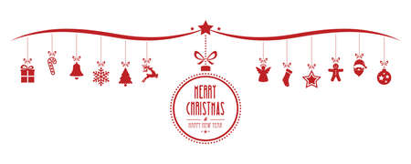 merry christmas bauble decoration elements red isolated backgroundのイラスト素材