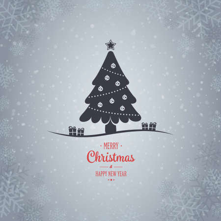 christmas tree winter snowflake backgroundのイラスト素材