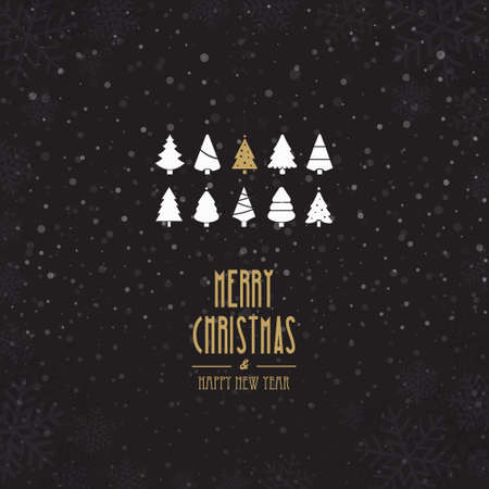 merry christmas black gold snowflakesのイラスト素材