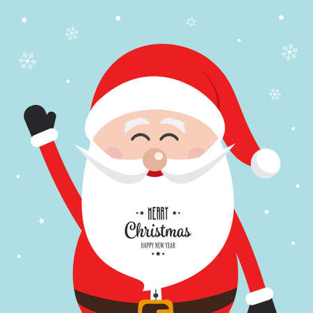 santa claus wave happy christmas gretting snow winter backgroundのイラスト素材