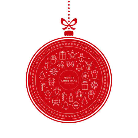 christmas bauble icons elements red whiteのイラスト素材