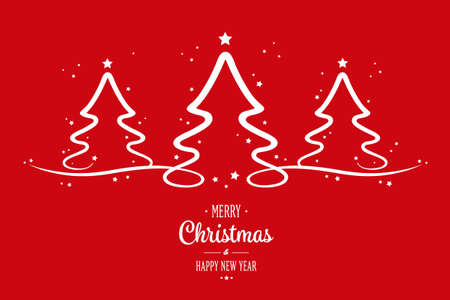 christmas trees stars red backgroundのイラスト素材