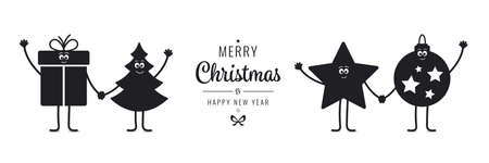 Christmas cartoon character wave isolated backgroundのイラスト素材