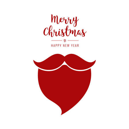 santa beard christmas greetings red white isolated backgroundのイラスト素材