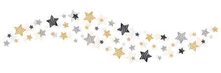 Swirl of Christmas scribbles stars on white backgroundのイラスト素材