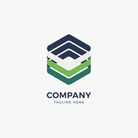 Geometric Box Logo Design Templateのイラスト素材