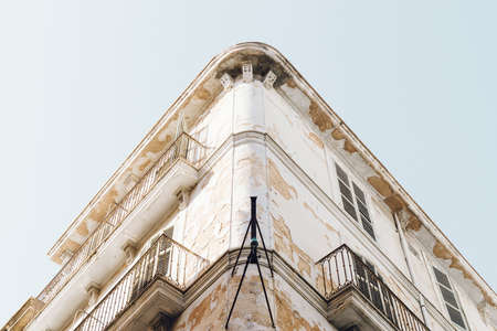 Grunge house facade blue skyの写真素材