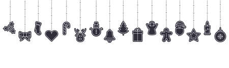 christmas ornament icon elements hanging isolated backgroundのイラスト素材