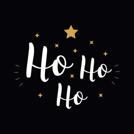Ho Ho Ho Christmas vector gold greeting text lettering black backgroundのイラスト素材
