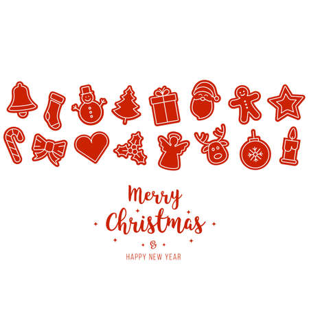 Christmas red ornament icons elements isolated backgroundのイラスト素材
