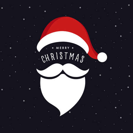 Santa claus hat and beard christmas greeting snow backgroundのイラスト素材