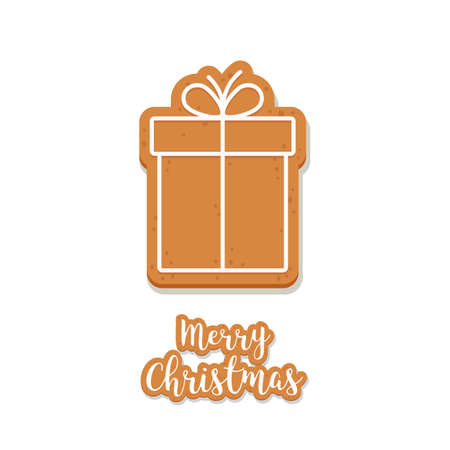 Gingerbread Gift box cookie christmas greetings isolated backgroundのイラスト素材