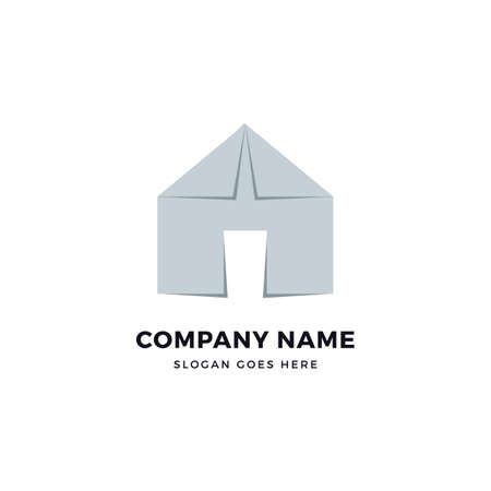 Paper house vector logo design template. abstract logotype concept element sign shape.のイラスト素材