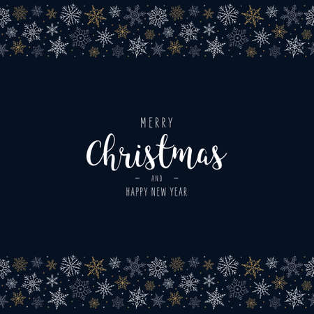Christmas snowflakes elements ornaments seamless banner greeting card on blue backgroundのイラスト素材