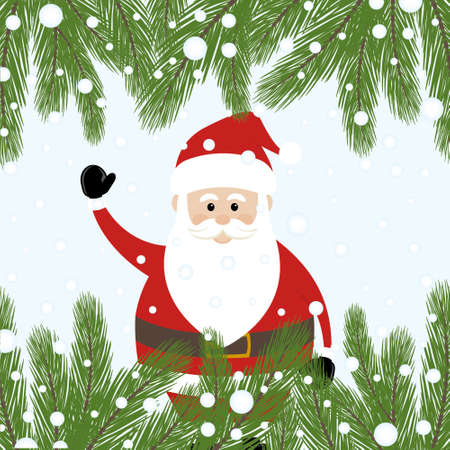 Lovely Santa Claus Santa claus in lovely frame christmas greeting card backgroundのイラスト素材