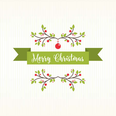 Christmas Banner with Decoration white backgroundのイラスト素材