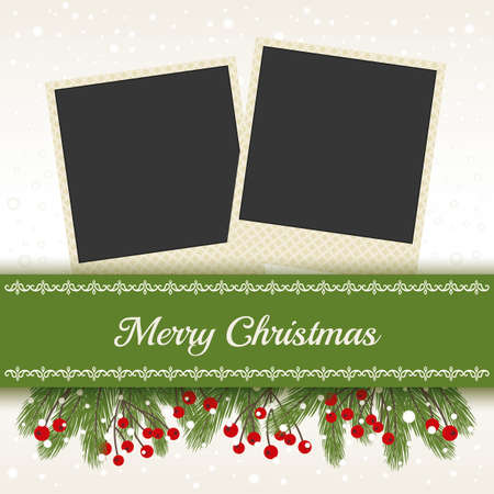 Christmas Card with Photo Frame white backgroundのイラスト素材