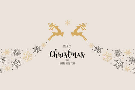 Christmas reindeer snowflake swirl elements ornaments greeting card backgroundのイラスト素材