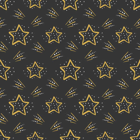 Christmas seamless pattern with stars dark backgroundのイラスト素材