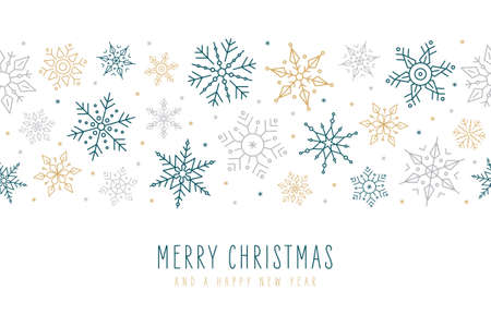 Christmas snowflakes elements ornaments decoration greeting card on isolated white backgroundのイラスト素材