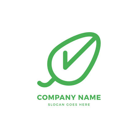 Creative Leaf Check Vector logo icon design template. Abstract logotype concept element sign shape.のイラスト素材