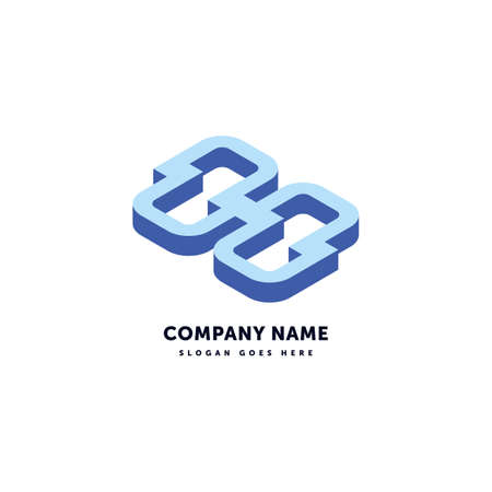 Block Chain Vector Logo. Abstract icon mark design template. Creative logotype concept element sign shape.のイラスト素材