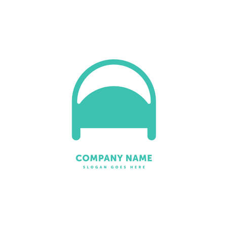 Hotel Bed Vector Logo. Abstract icon mark design template. Creative logotype concept element sign shape.のイラスト素材