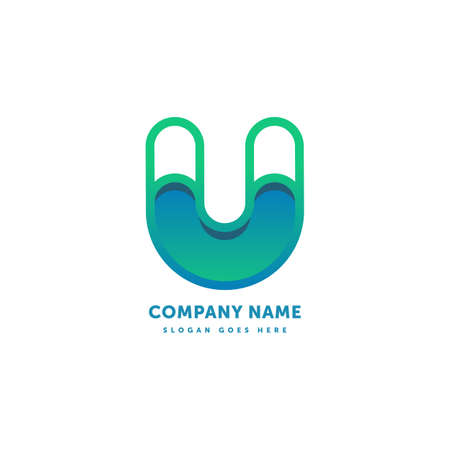 U Letter Vector Logo. Abstract icon mark design template. Creative logotype concept element sign shape.のイラスト素材