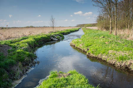 Small river flowing in eastern Poland - view on a sunny day