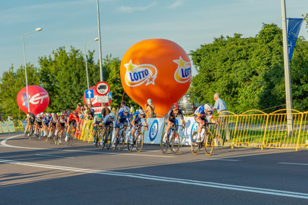 Chelm, Lubelskie, Poland - August 9, 2021: 78th Tour de Pologne, cyclists race, Stage Lublin - Chelmのeditorial素材
