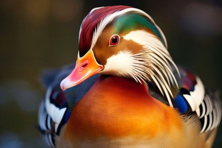 Mandarin male duck portrait graphics, generative aiの素材