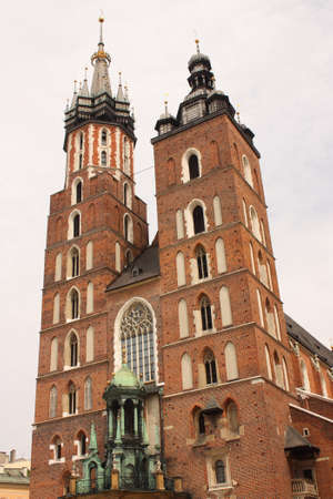 Mariacki Basilica in Cracow, Poland.の写真素材