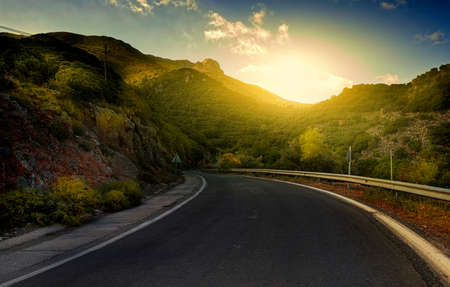 winding road in the mountainの写真素材