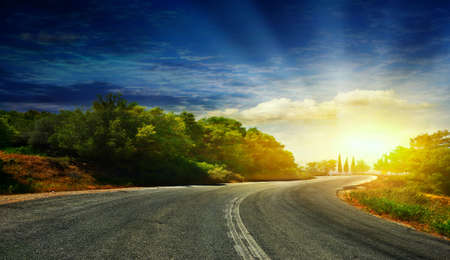 The road in the mountains to the sea The road in the mountains to the sea