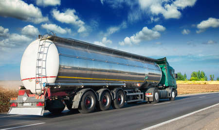 Automotive fuel tankers shipping fuel.の写真素材