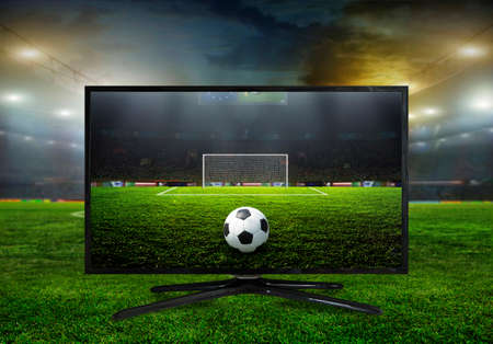 watching smart tv translation of football game.