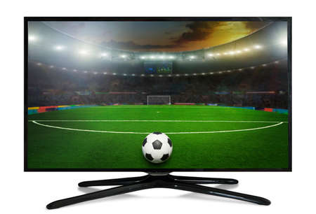 watching smart tv translation of football game.