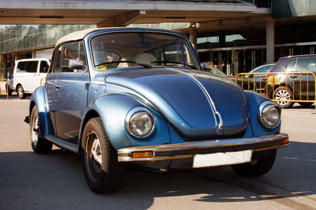 old car, mid-20th century. Blue color in the urban environmentのeditorial素材