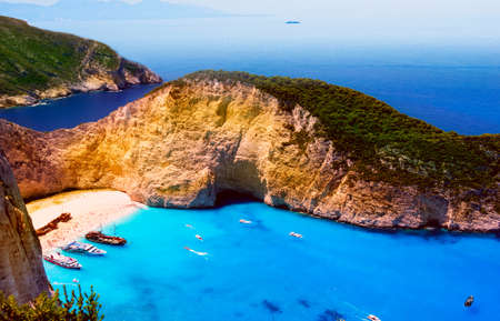 Visiting card of the island of Zakynthos. Navahio Bay. One of the most beautiful places in the...