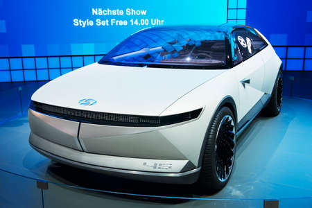 FRANKFURT, GERMANY - SEP 11, 2019: New HYUNDAI  car reveiled at the Frankfurt IAA Motor Show 2019. - Imageのeditorial素材