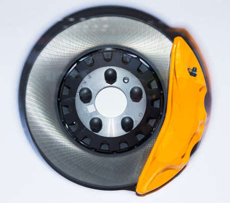 Brake disc with pads assembly. New, modern. 2019 developmentの写真素材