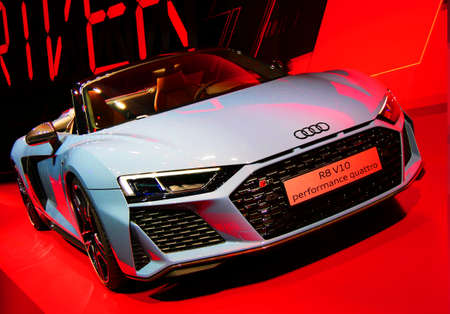 FRANKFURT, GERMANY - SEP 19, 2019: New Audi A5 40 TDI quattro cabriolet car showcased at the Frankfurt IAA Motor Show 2019. - Imageのeditorial素材