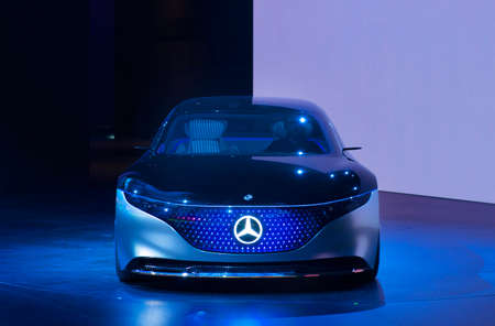 FRANKFURT, GERMANY - SEP 19, 2019: Mercedes Benz Vision EQS luxury electric concept car reveiled at the Frankfurt IAA Motor Show 2019.のeditorial素材