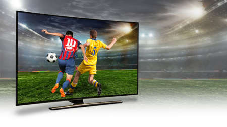 Monitor isolated on white. tv with the nature viewの写真素材