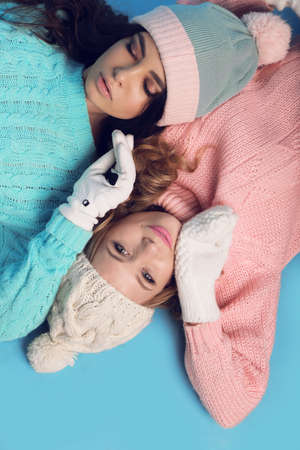 fashion studio photo of gorgeous sensual womenの写真素材