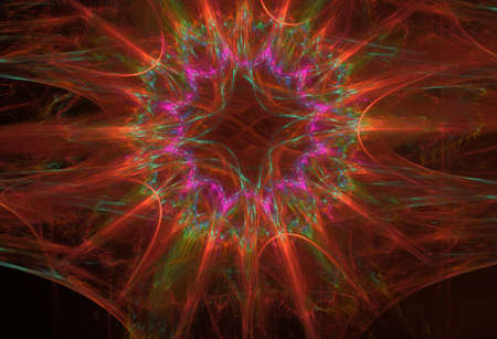 red-orange plasma fractal star on a black background
